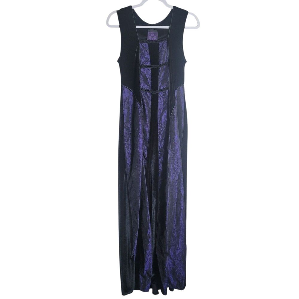 NEW Cykxtees Vintage Velvet Maxi Dress XL Black Purple Fairy Vamp Whimsigoth 90s